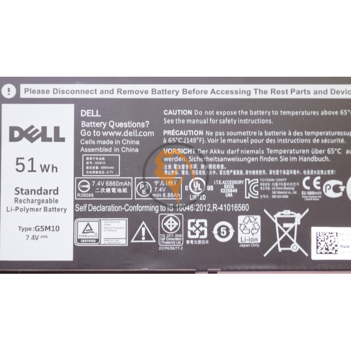 Оригінальна акумуляторна батарея Dell Latitude E5550 G5M10 6860mah