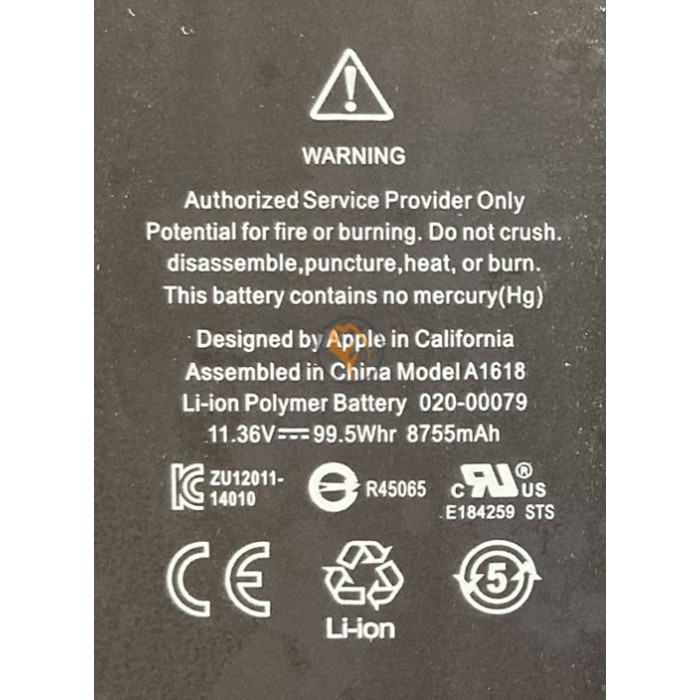 Оригінальна акумуляторна батарея Apple MacBook Pro 15 A1398 A1618 99.5Wh