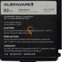 Оригінальна акумуляторна батарея Dell 6JHDV Alienware 17 R2 92Wh