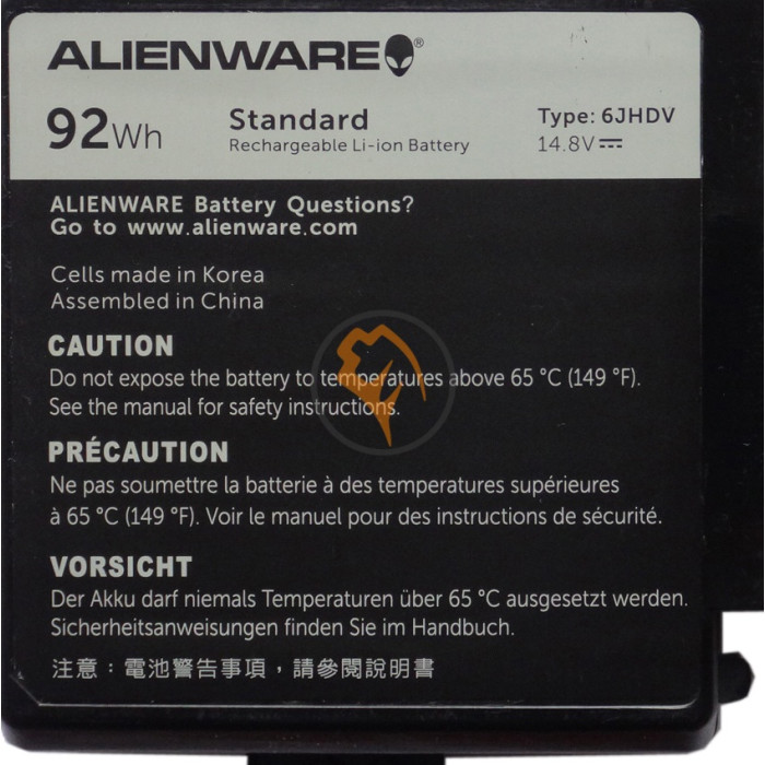 Оригінальна акумуляторна батарея Dell 6JHDV Alienware 17 R2 92Wh
