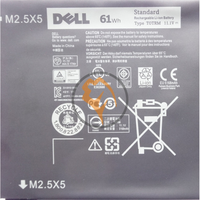 Оригінальна акумуляторна батарея Dell XPS 15 9530 T0TRM 61Wh 