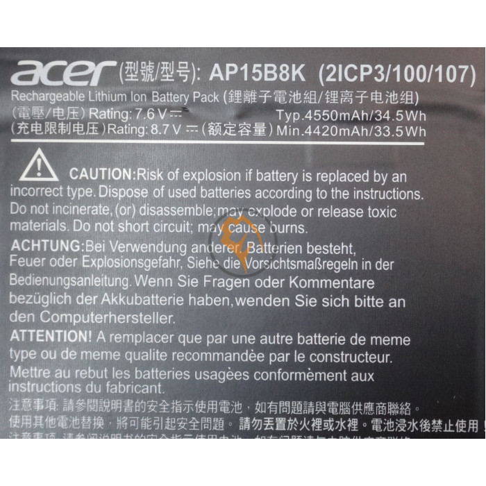 Оригінальна акумуляторна батарея Acer AP15B8K Aspire Switch 11 34Wh