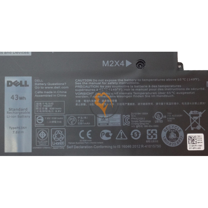 Оригінальна акумуляторна батарея Dell Latitude 7370 P63NY 43Wh