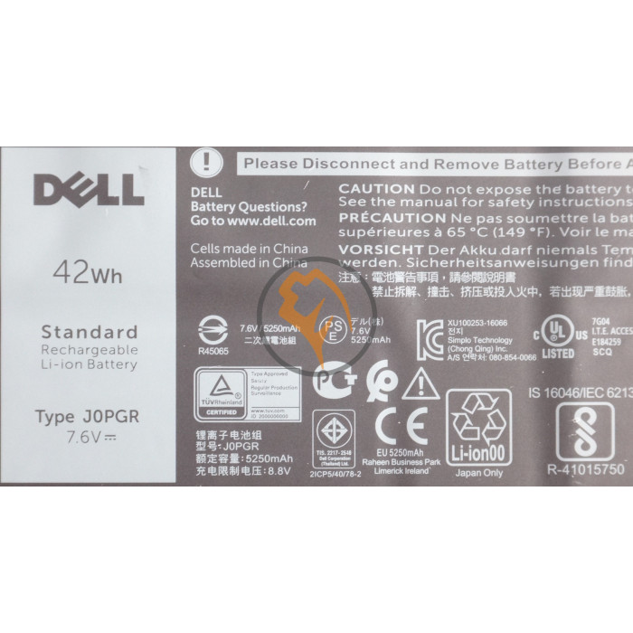 Оригінальна акумуляторна батарея Dell J0PGR Latitude 5285 42Wh