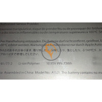 Оригінальна акумуляторна батарея Apple A1321 MacBook Pro 15 73Wh