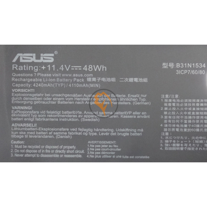 Оригінальна акумуляторна батарея Asus Zenbook UX510 B31N1534 48Wh 