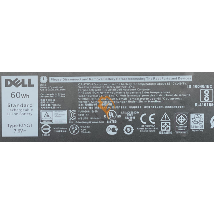 Оригінальна акумуляторна батарея Dell Latitude 7490 F3YGT 60Wh