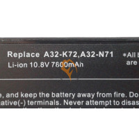 Акумуляторна батарея Asus A32-K72 7800mAh