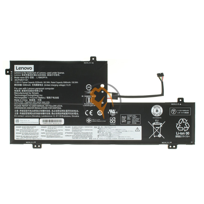 Оригінальна акумуляторна батарея Lenovo Yoga C740-15IML L18M3PFA 60.3Wh